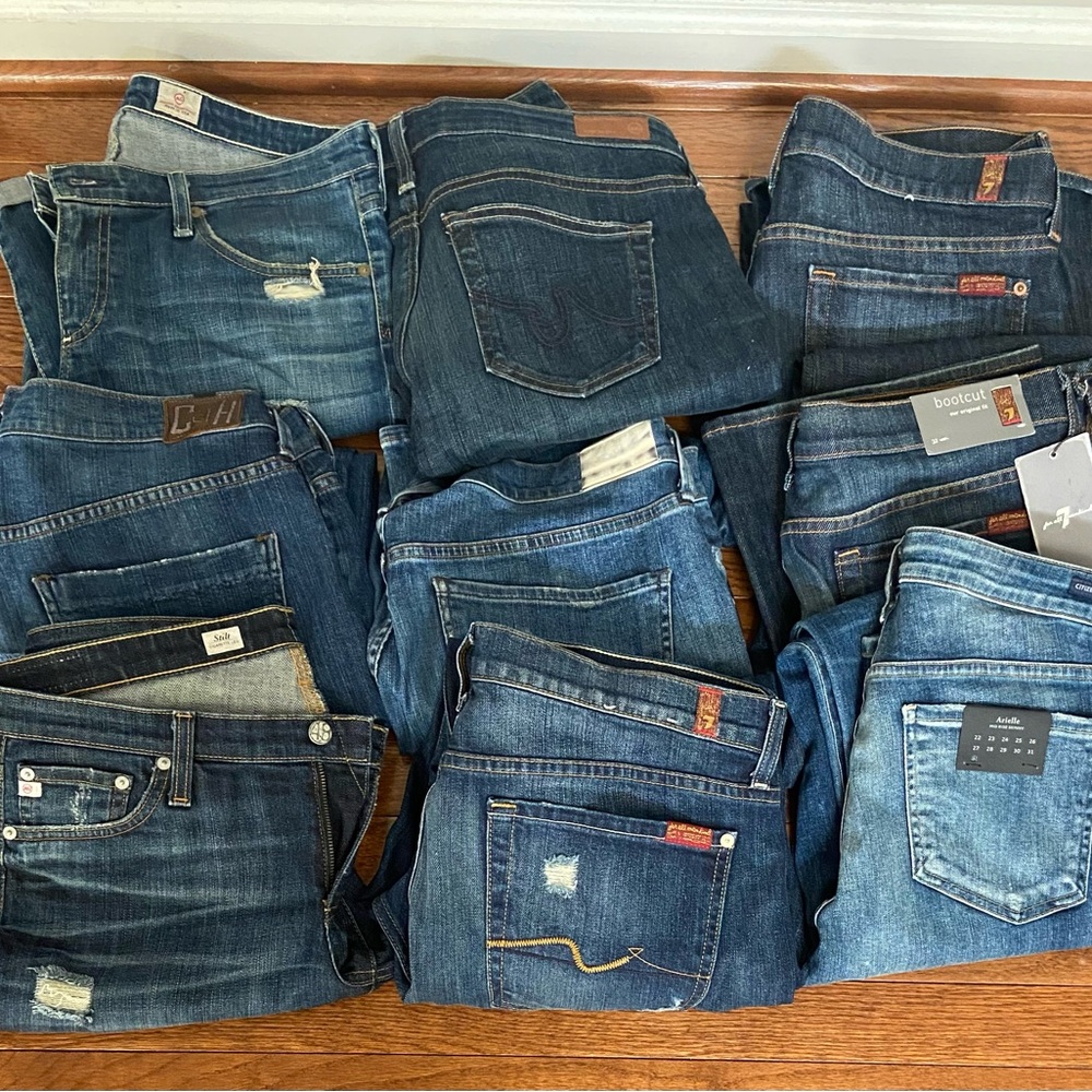 Lot 9 pairs of  jeans Citizens Humanity, AG Denim, 7 for All Mankind 31 32